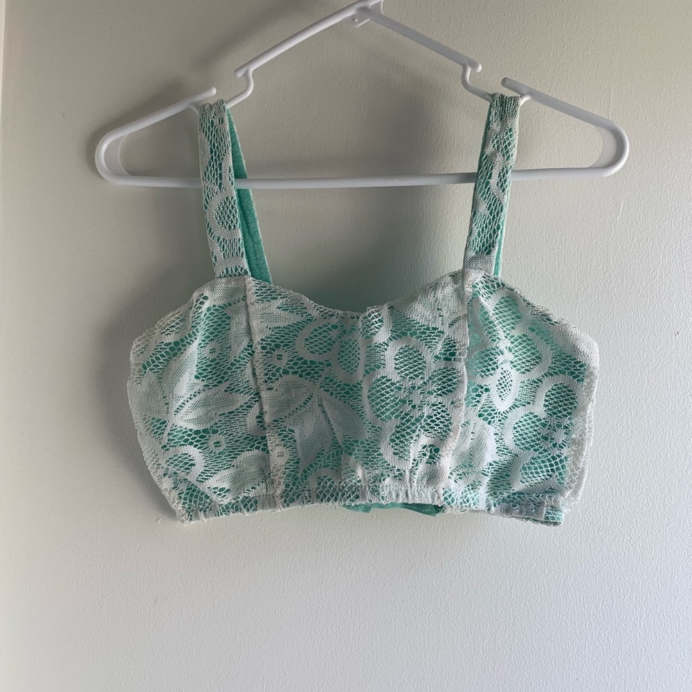 Mint green lace bralette